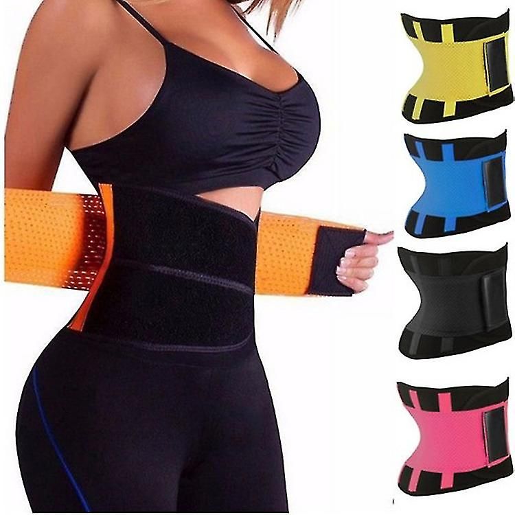 Adjustable Back Support Waist Trainer Trimmer Belt Sports Gym Fitness Weightlifting Abdominal Slim Belt - Yellow — image 3