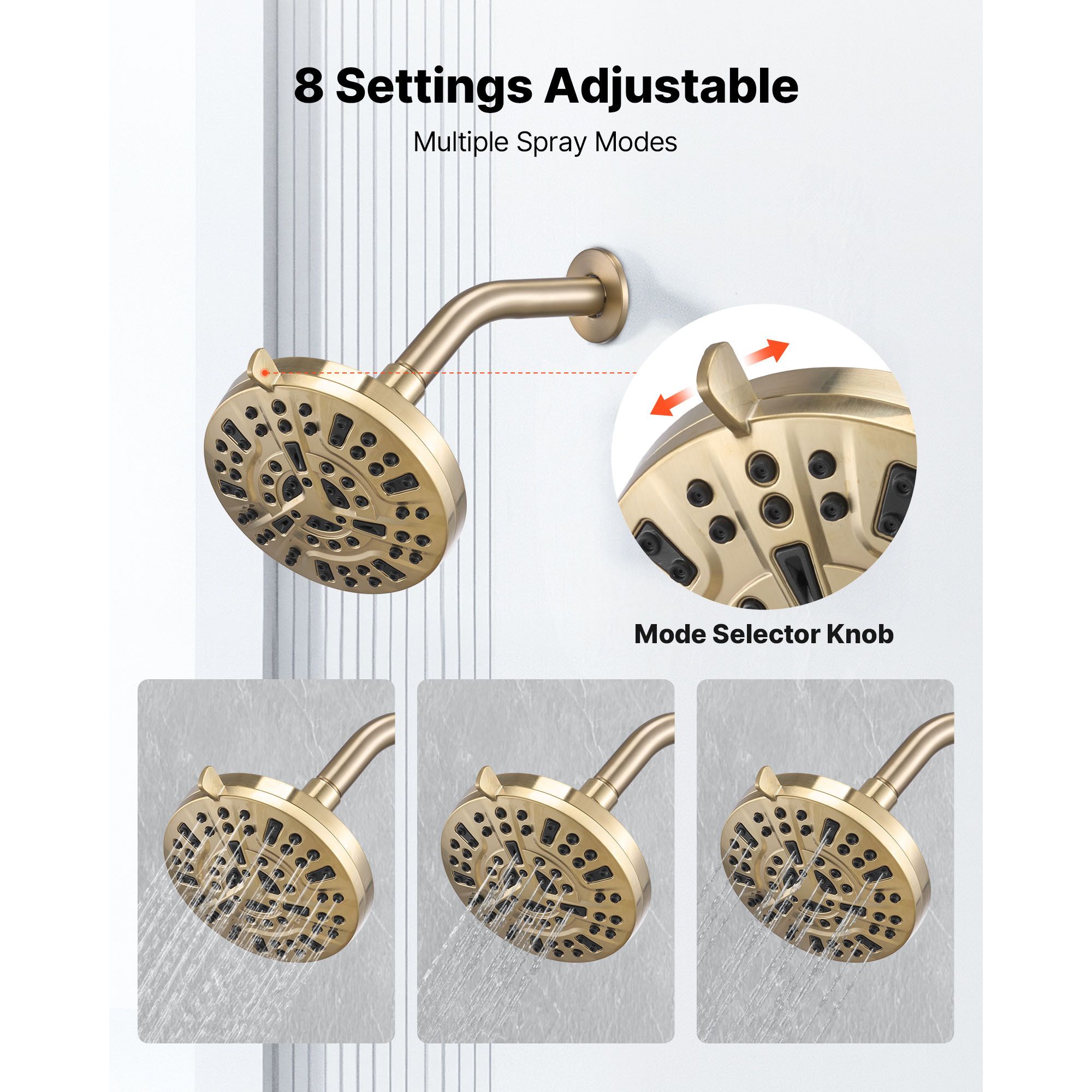 Tub and Shower Faucet Set, Complete with 127 mm Rainfall Shower Head and Bathtub Spout, 8-Setting Adjustable Spray, Single-Handle Tub Trim Kit with Brass โ image 5