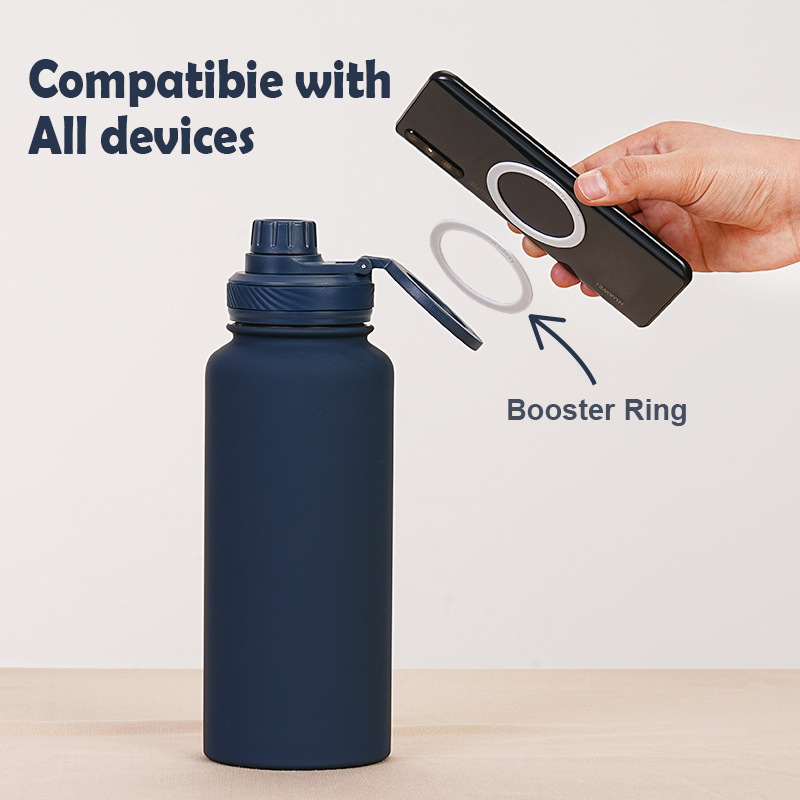 Matcha Green 1L Stainless Steel Water Bottle with Magnetic Phone Holder Lid - Portable Hydration & Hands-Free Stand โ image 4