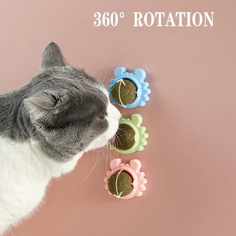 2PCS Rotatable Catnip Mint Ball Cat Treat Toys Licking Snack Cat Molar - Green — image 6