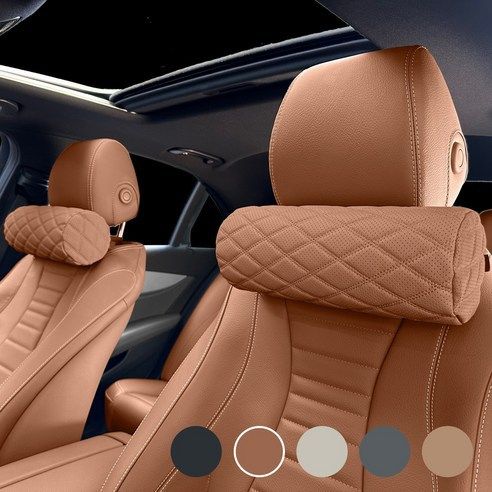 Car Neck Pillow Memory Foam Leather Black Brown