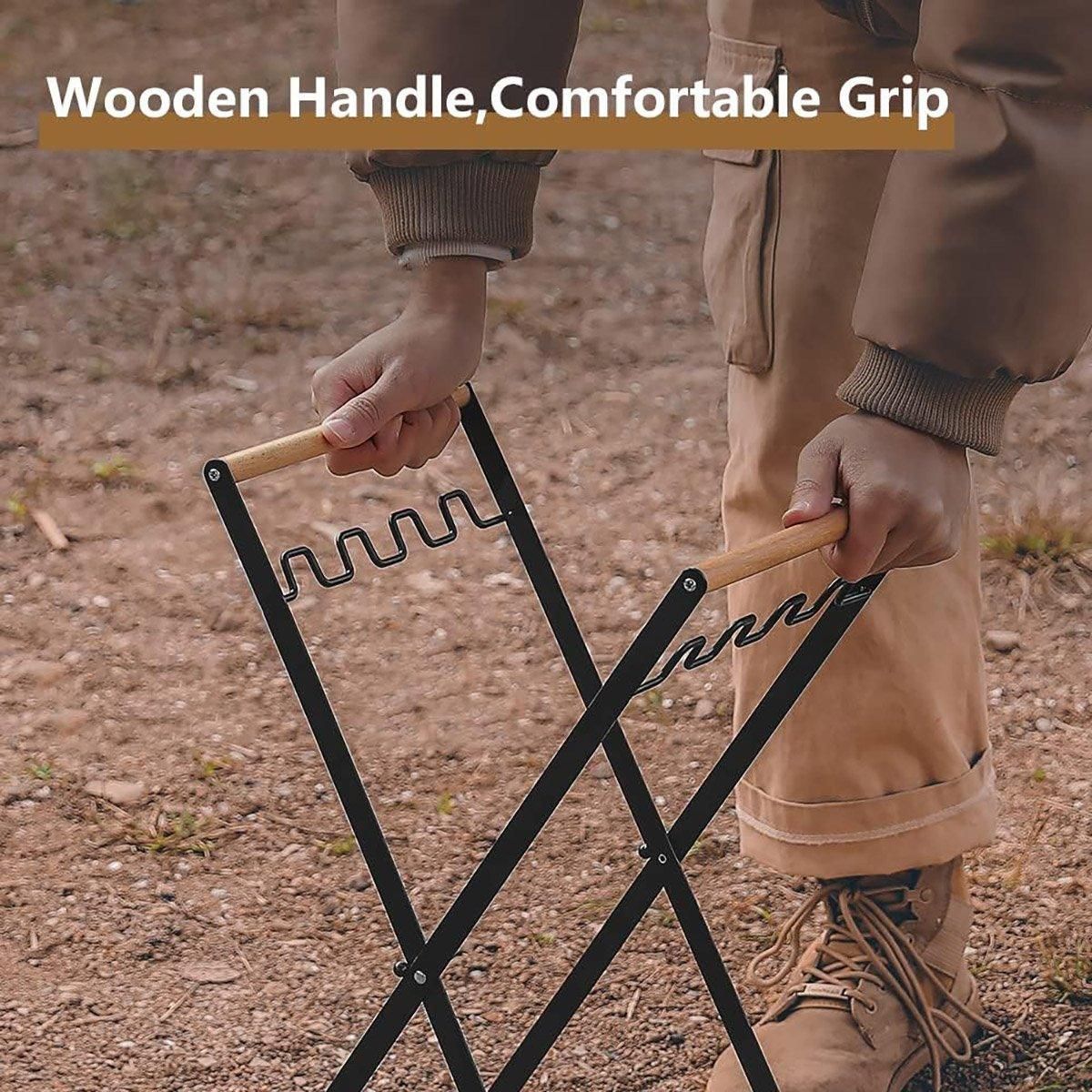 Outdoor Portable Wooden Folding Garbage Rack Picnic Barbecue Plastic Bag Holder — image 4
