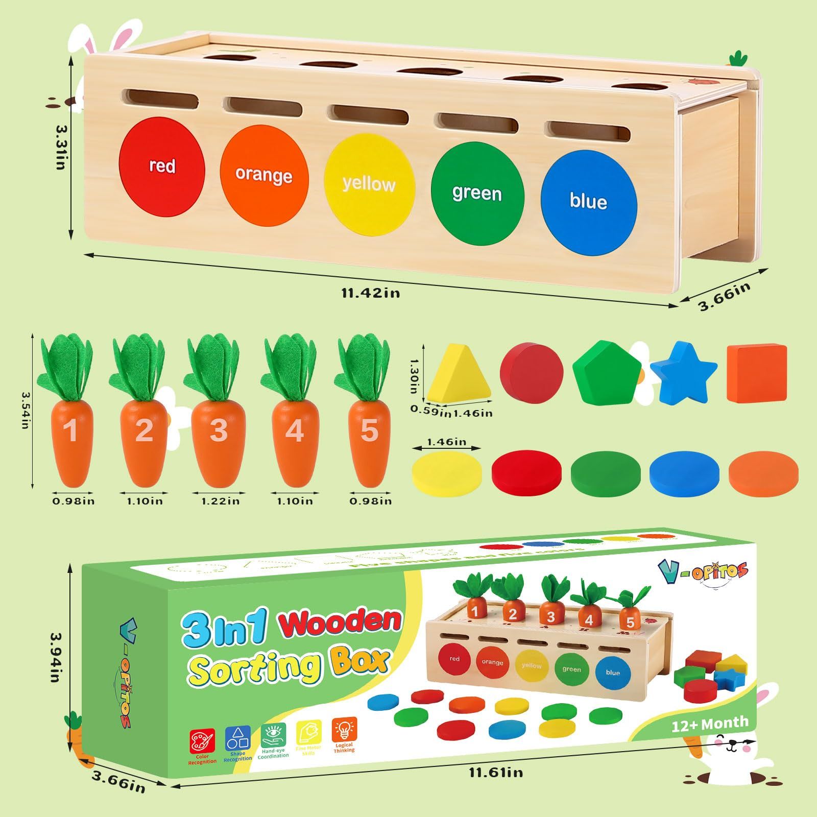 Montessori Toys for Toddler Age 1, 2, 3 Year Old, Wooden Color & Shape Sorting Matching Box, Early Learning Toys for 12+ Month โ image 4