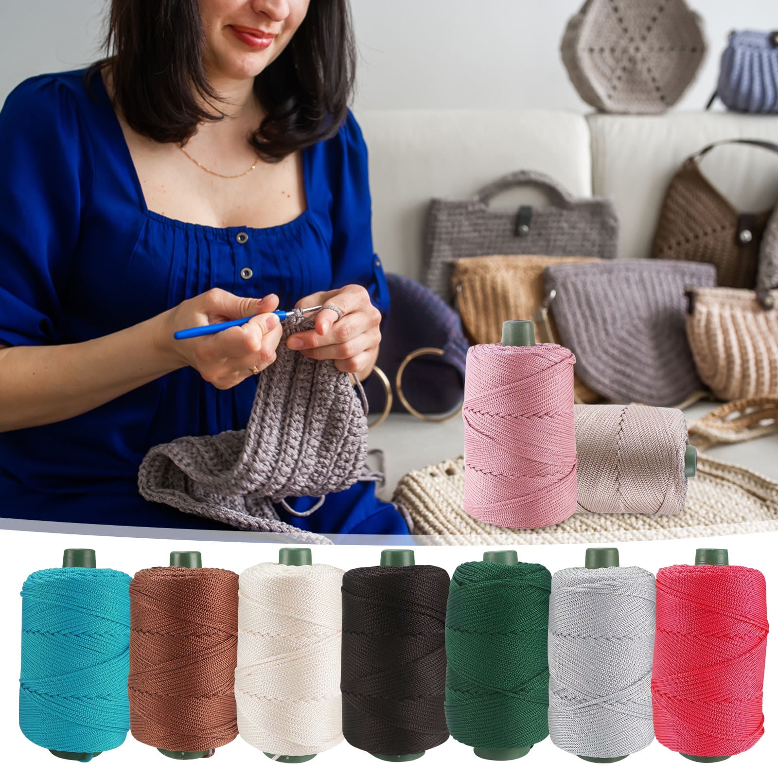 32 Colors Macrame Cotton Cord 200g/7.05oz,100% Natural Handmade 4 Strands Twisted Cotton Rope Polyester Thread Spools for Wall Hanging Plants Hangers Gift — image 5