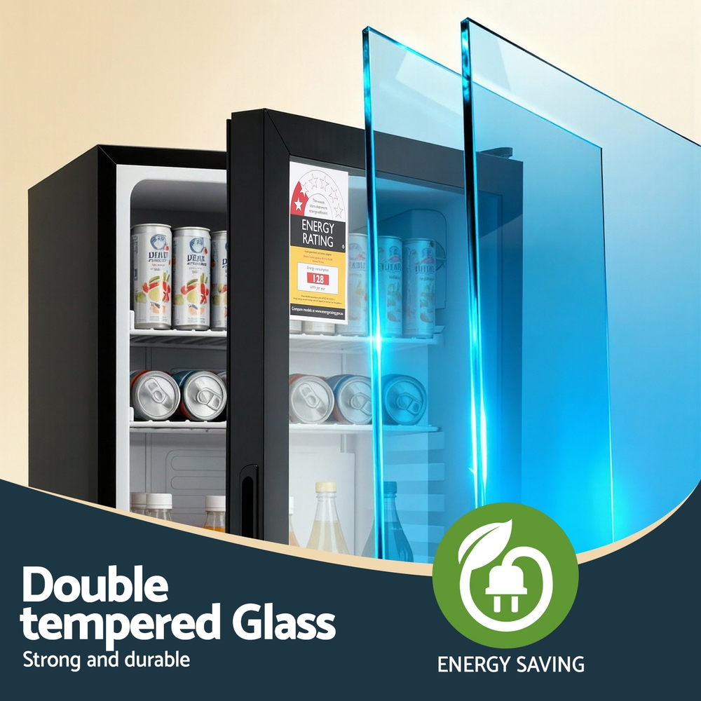Devanti 78L Bar Fridge Glass Door Mini Fridge Countertop Cooler Black — image 5