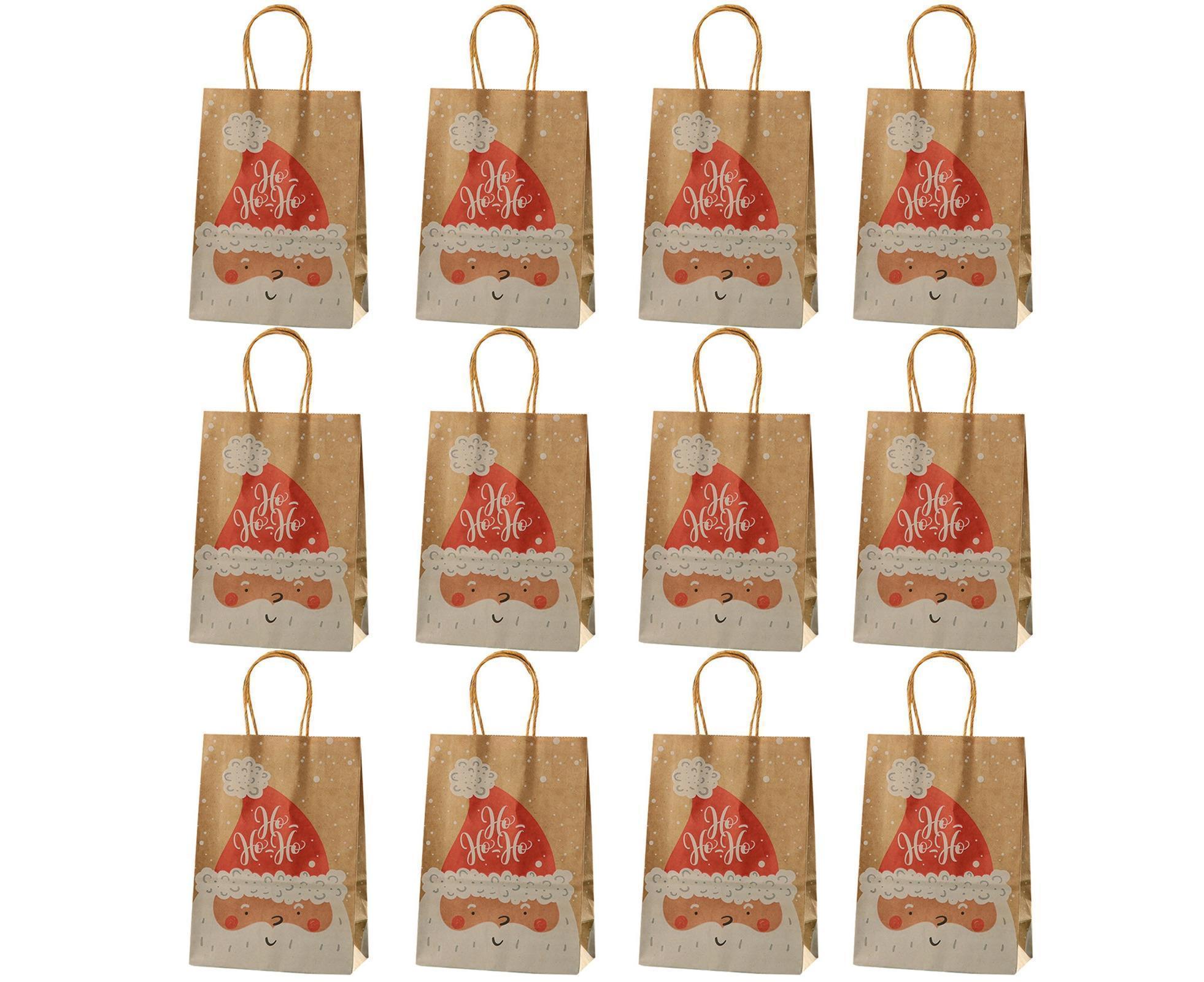 12Pcs Eye-catching Christmas Gift Bags Folding Cartoon Kraft Paper Printed Gift Pouch for Holiday-S โ image 3