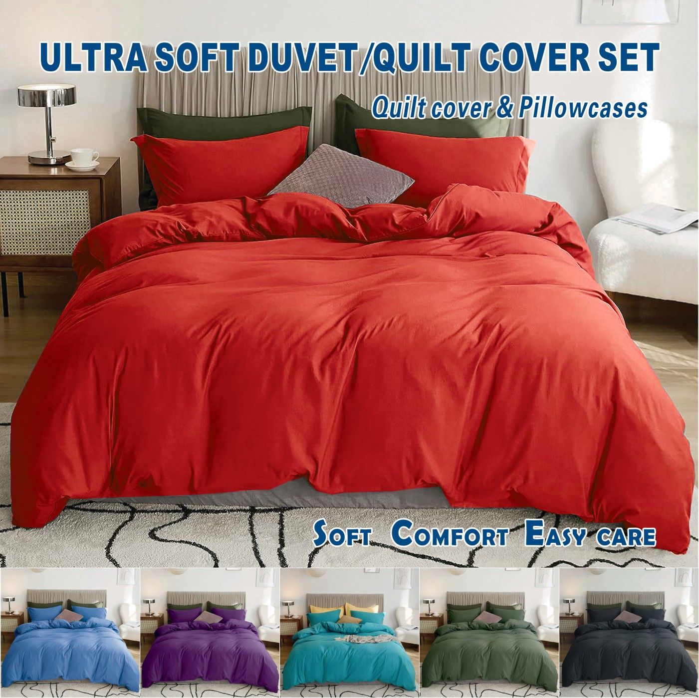 3 Piece Hotel Soft Microfiber Quilt Cover Set-2000TC Duvet/Donna Cover Set & Pillowcases -1 Quilt Cover Zipper Closure & 1 x Pillowcases-Breathable Bedding