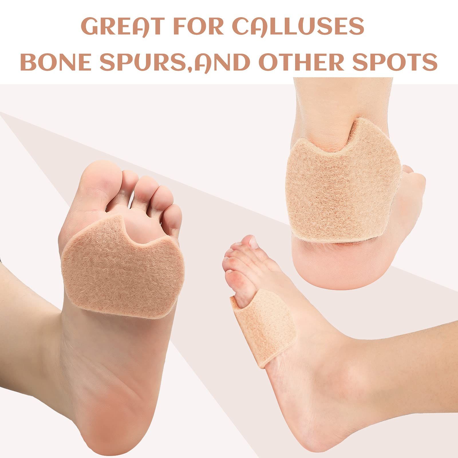 24 Pieces Foot Pads for Dancer Sesamoiditis Pads for Ball of feet Pain Felt Forefoot Cushion Pads - Foot Cushion Pads (Beige) โ image 2