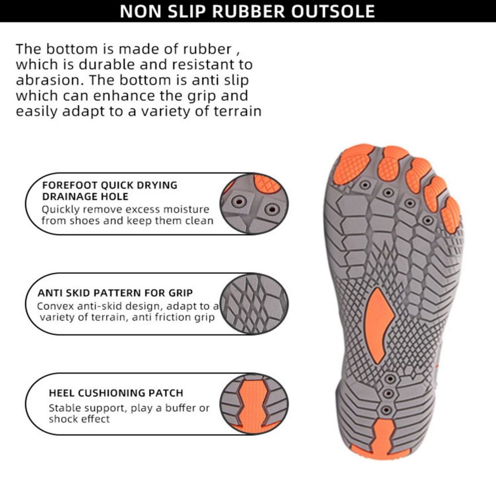Men Women Water Shoes Barefoot Quick Dry Aqua Sports Shoes - Grey Size EU46 = US11 — image 4