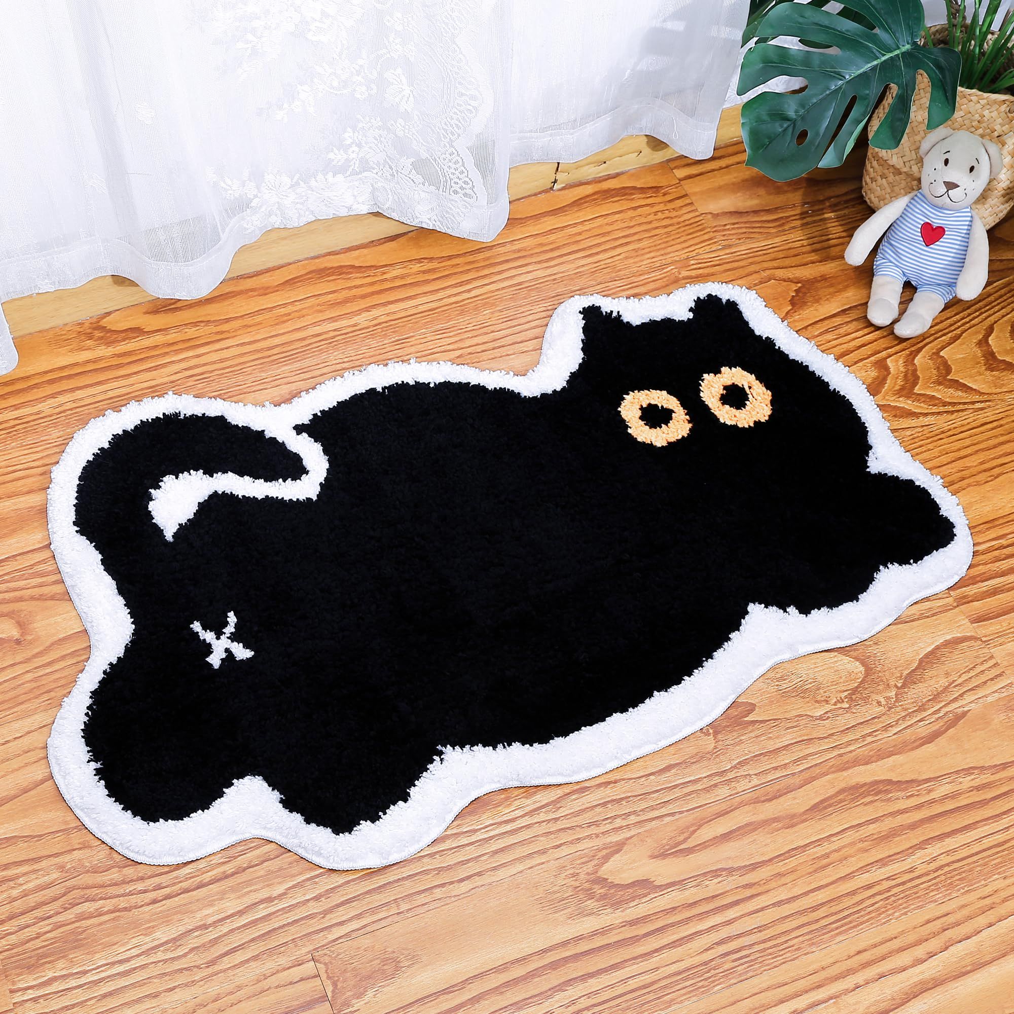 Cute Black Cat Bath Mat for Tub, Bathroom, Bedroom, Dorm, Women Bath Mats, Non Slip, Bathroom Decor,32"x20" — image 2