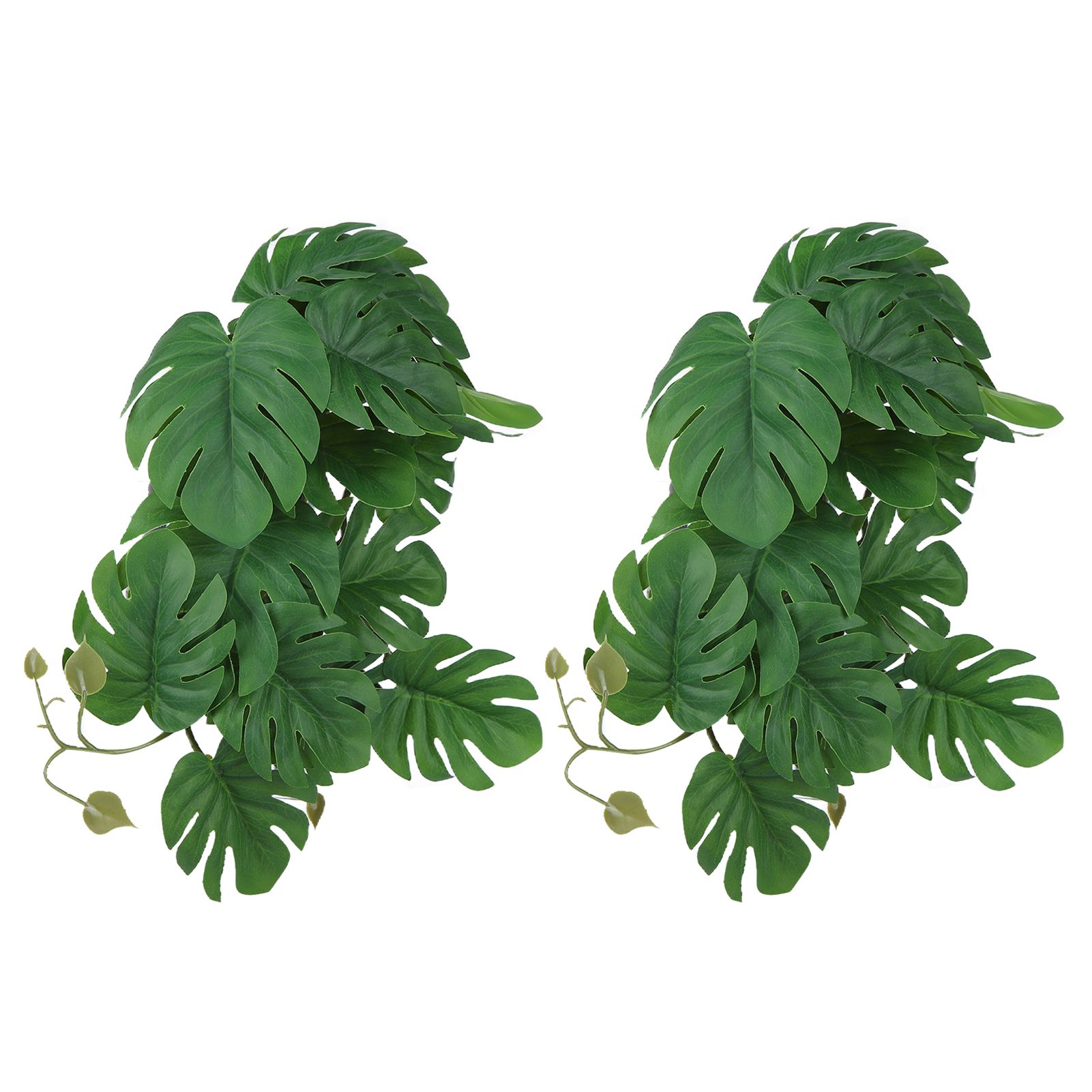 2PCS Artificial Water Plant Simulation Vine Lifelike Plastic Leaves Decoration with Suction Cup for Fish TankMonstera Leaves — image 2