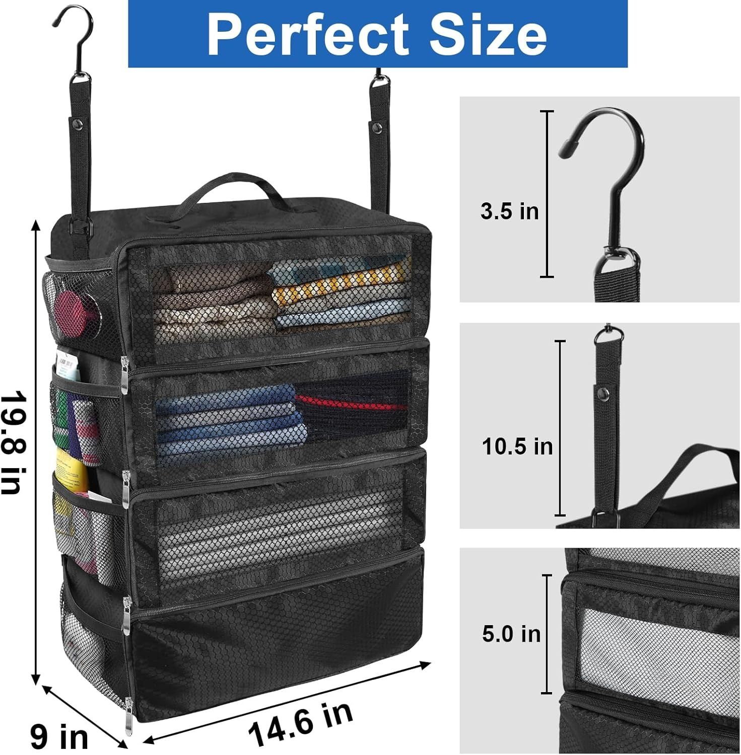 Suitcase Organizer Travel Bags Organizer for Luggage Compression Hanging Packing Cubes for Travel Carry on Closet (Bag Only)black — image 5