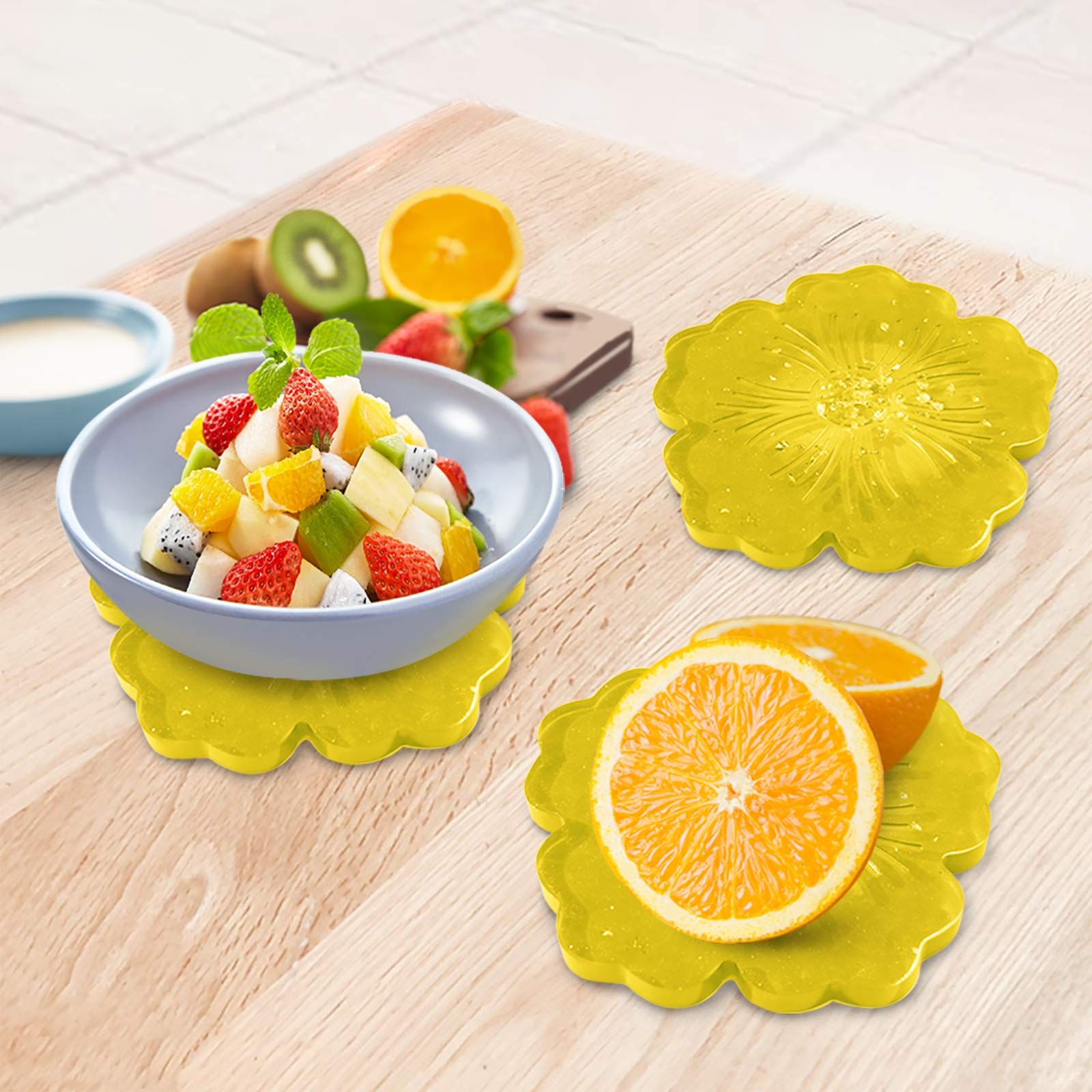 Silicone Resin Molds, 1PCS Large Resin Tray Mold and 5PCS Coaster Molds for Resin Casting, Flower Shape Epoxy Resins Casting Molds for, Home Decoration, Table — image 2