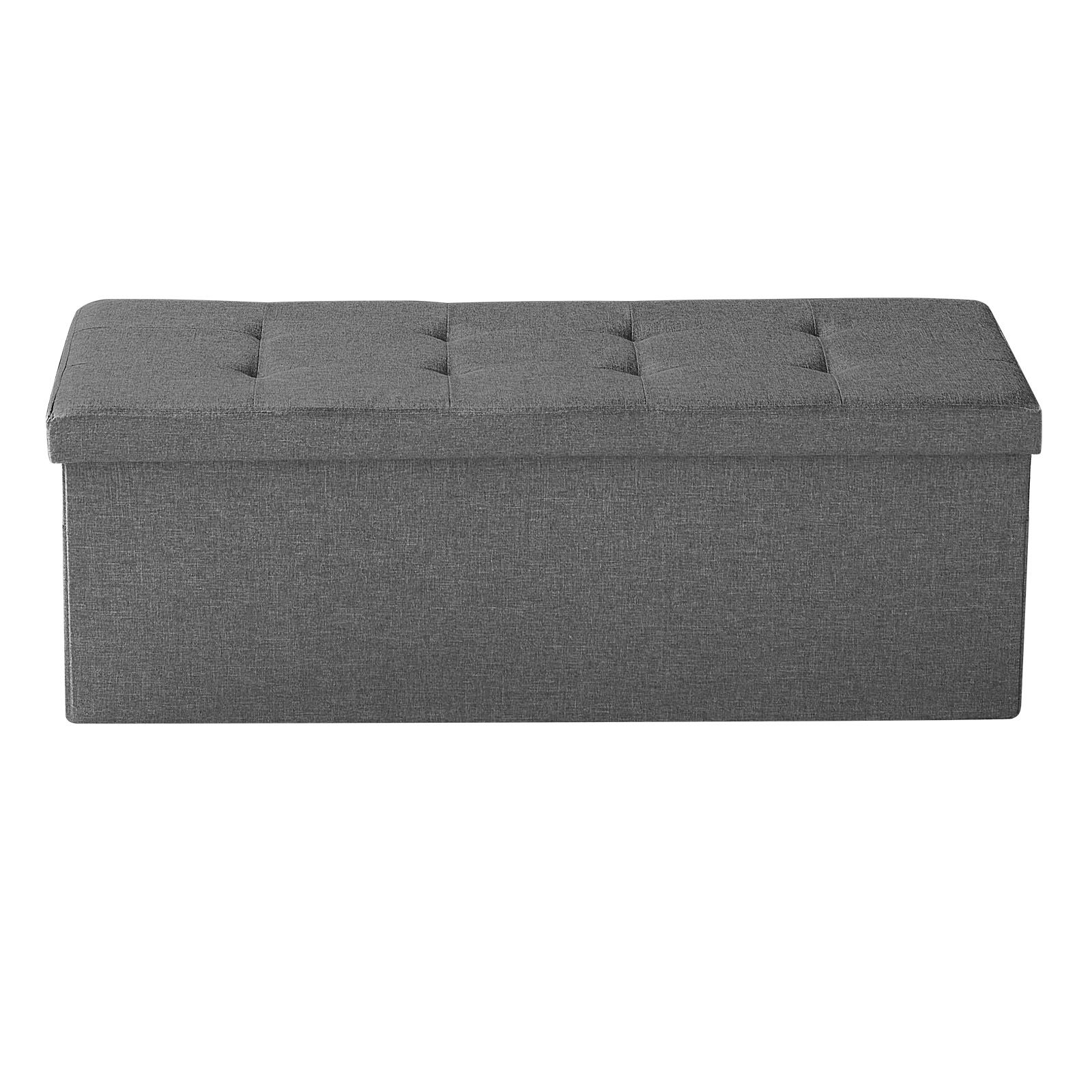 Foldable Storage Ottoman Bench, End of Bed Bench with Side Bags, Folding Upholstered Storage Chest Supports 660 lbs, Linen Bed Ottoman with Large Space for