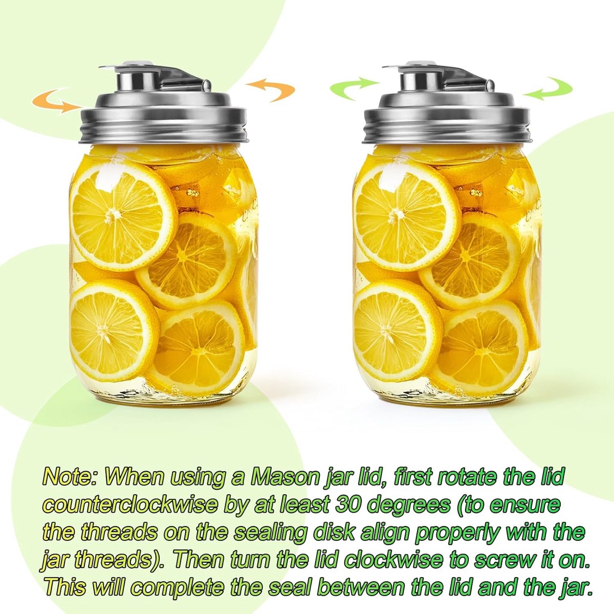 Mason Jar Lids - Stainless Steel Pouring Spout with Leak-Proof Seal - For Mason Jars, tear-resistant, leak-proof, airtight lid, for drinks, salad, dressing — image 5