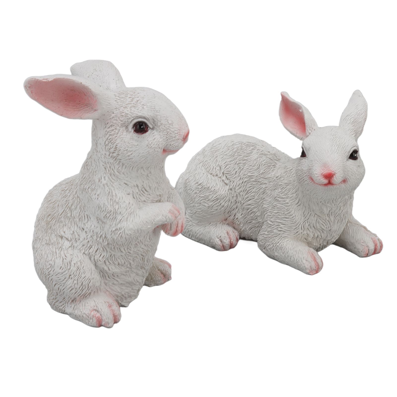 1 Pair Bunny Rabbit Ornaments Decorations Resin Art Craft Animal Model Sculpture Statue Figurine for Balcony Garden โ image 2