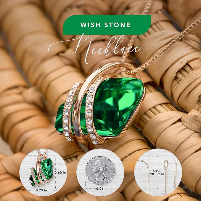 Wish Stone Pendant Necklace, Necklaces for Women with Birthstone Crystals, Allergy-Free Jewelry for Women with Gift Box, 21K Rose Gold Plated or Silver-tone — image 4