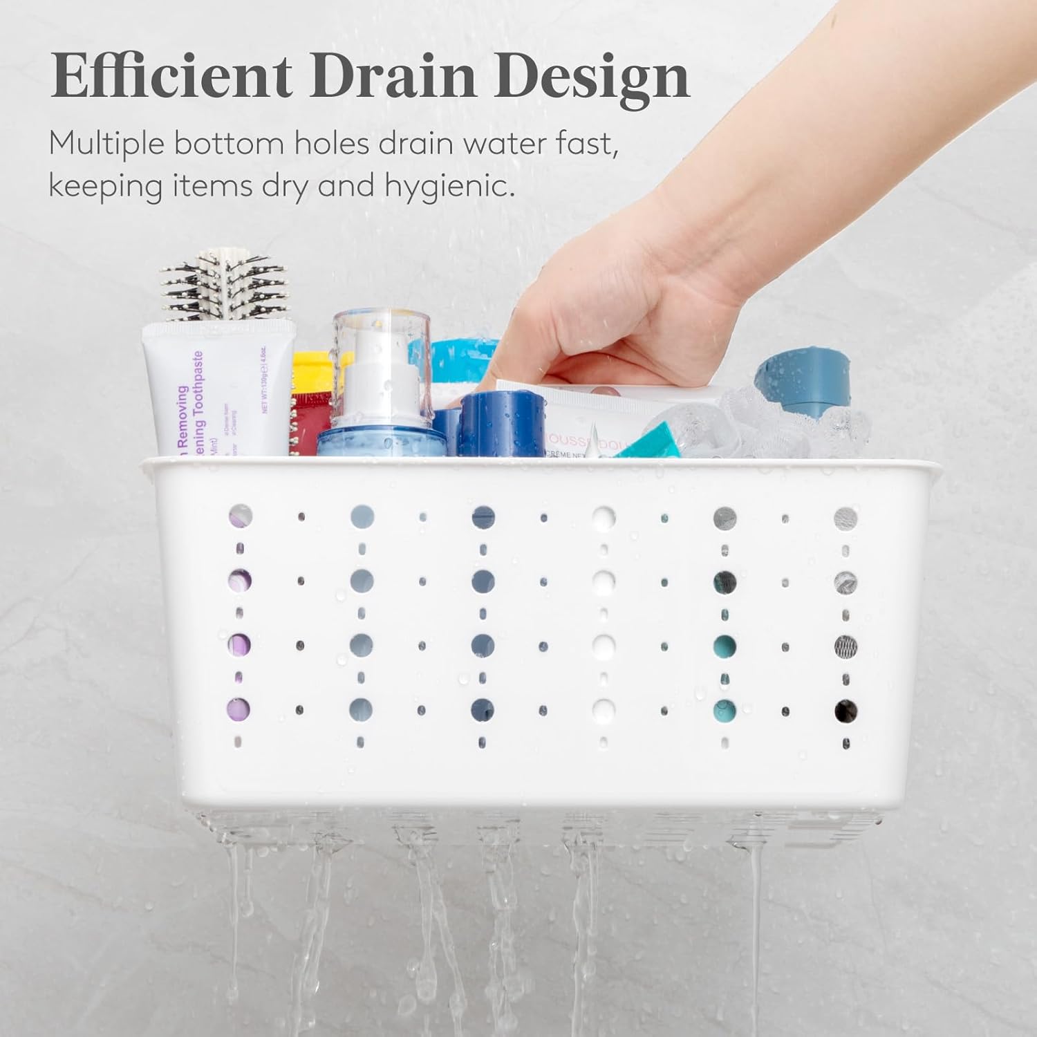 Shower Caddy Portable, Cleaning Supplies Caddy Organizer with Handle and Adjtable Dividers, Plastic Shower Basket for Dorm Room Essentials, College, Bathroom — image 5