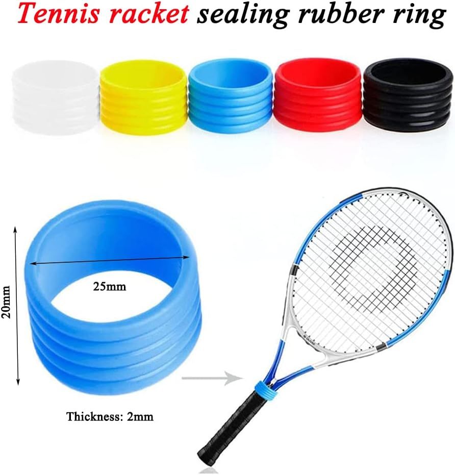 5 Pcs Tennis Racket Handle Elastic Rubber Ring, Racket Fixed Ring, Suitable for Tennis Racket, Badminton Racket, Squash Racket