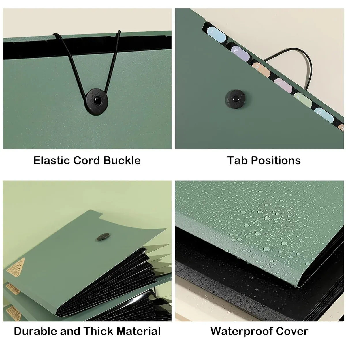 8 Cell File Folder Organizer Bag Test Paper Storage Document Holder School Office - Green โ image 5