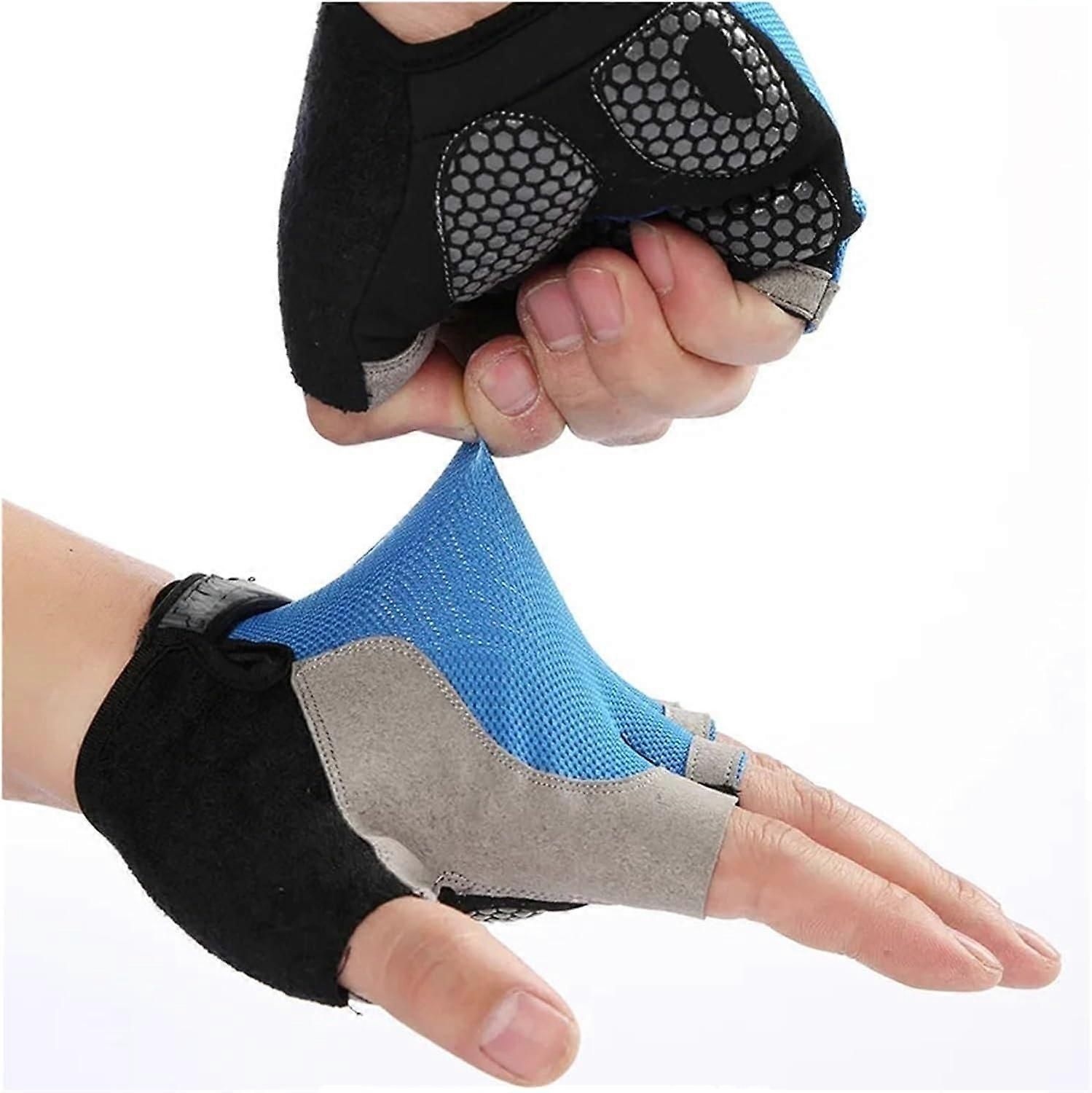 Gym Gloves Half Finger Breathable Anti-Slip Fitness Workout Training Gloves with Palm Padding for Weightlifting Cycling - Dark Blue L โ image 2