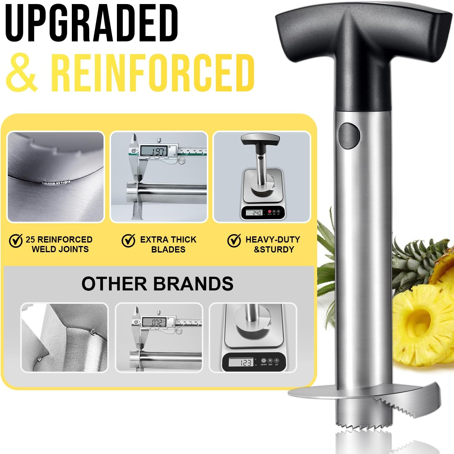 Pineapple Corer and Slicer, Heavy-Duty Stainless Steel Reinforced Thicker Blade Easy-to-Use Pineapple Core Remover & Peeler Tool โ image 2
