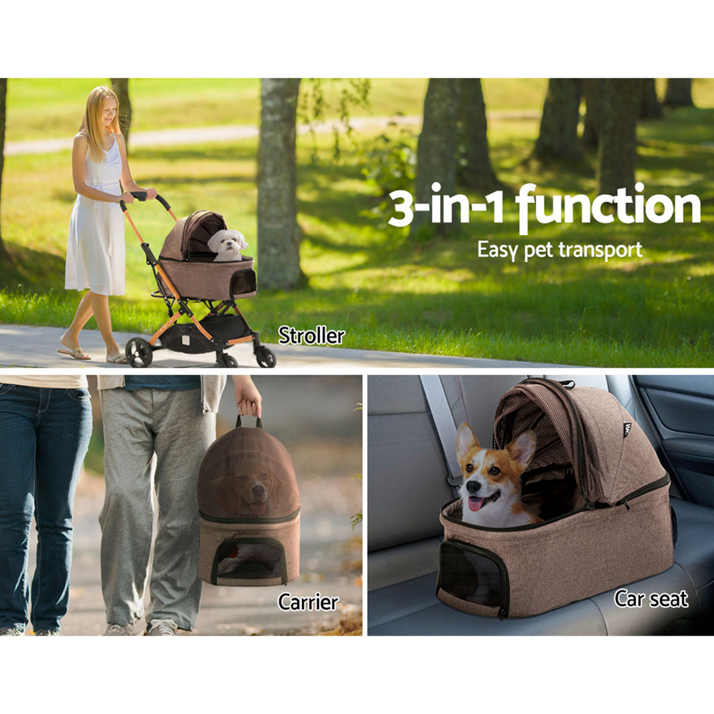i.Pet Pet Stroller Dog Pram Large Cat Carrier Travel Foldable 4 Wheels Pushchair Double โ image 5