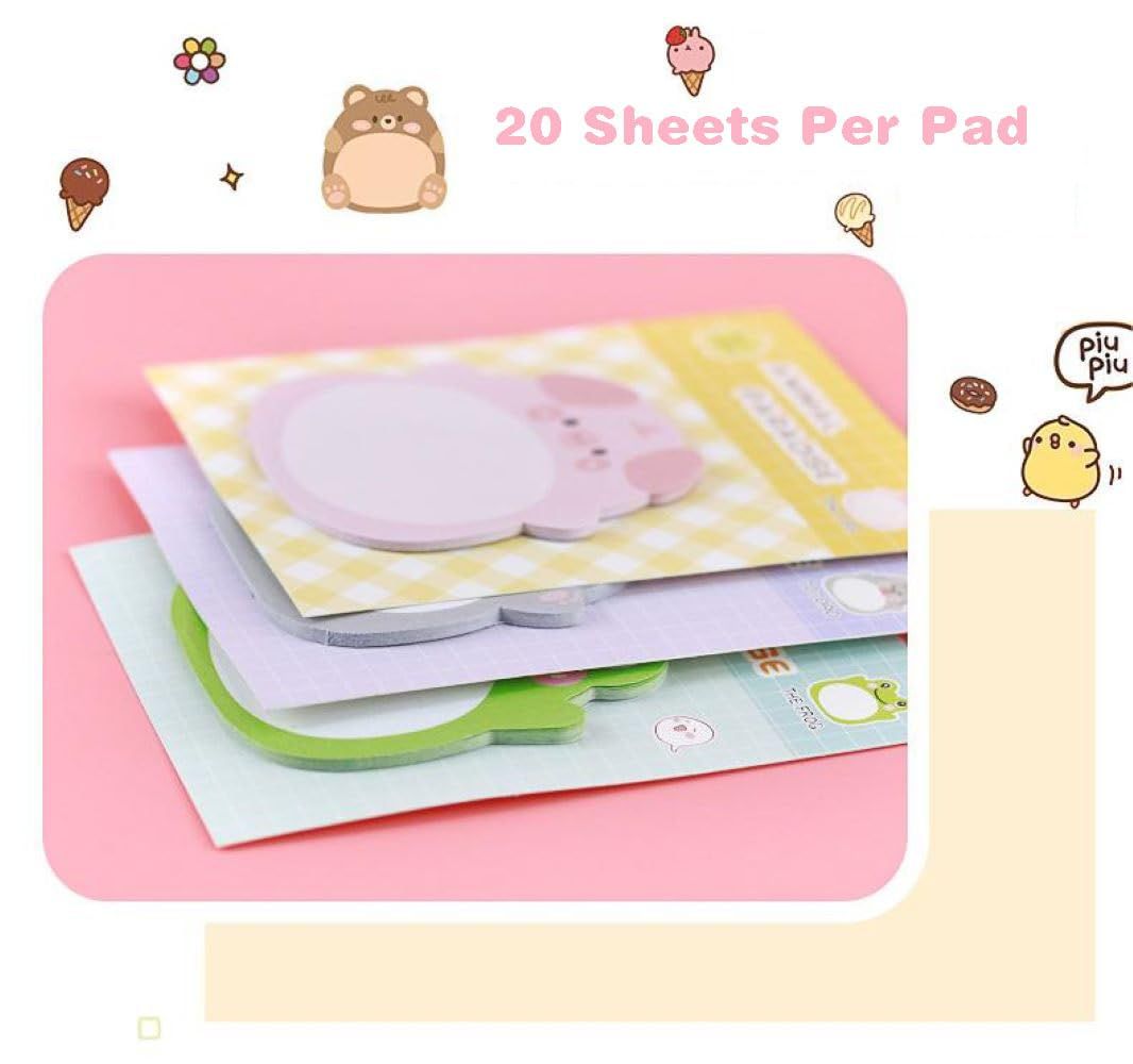 8 Pads Cute Animal Shaped Sticky Notes Self-Sticky Notes Memo Pad for School Office Home Kids Students Roommates Tab Gifts — image 2