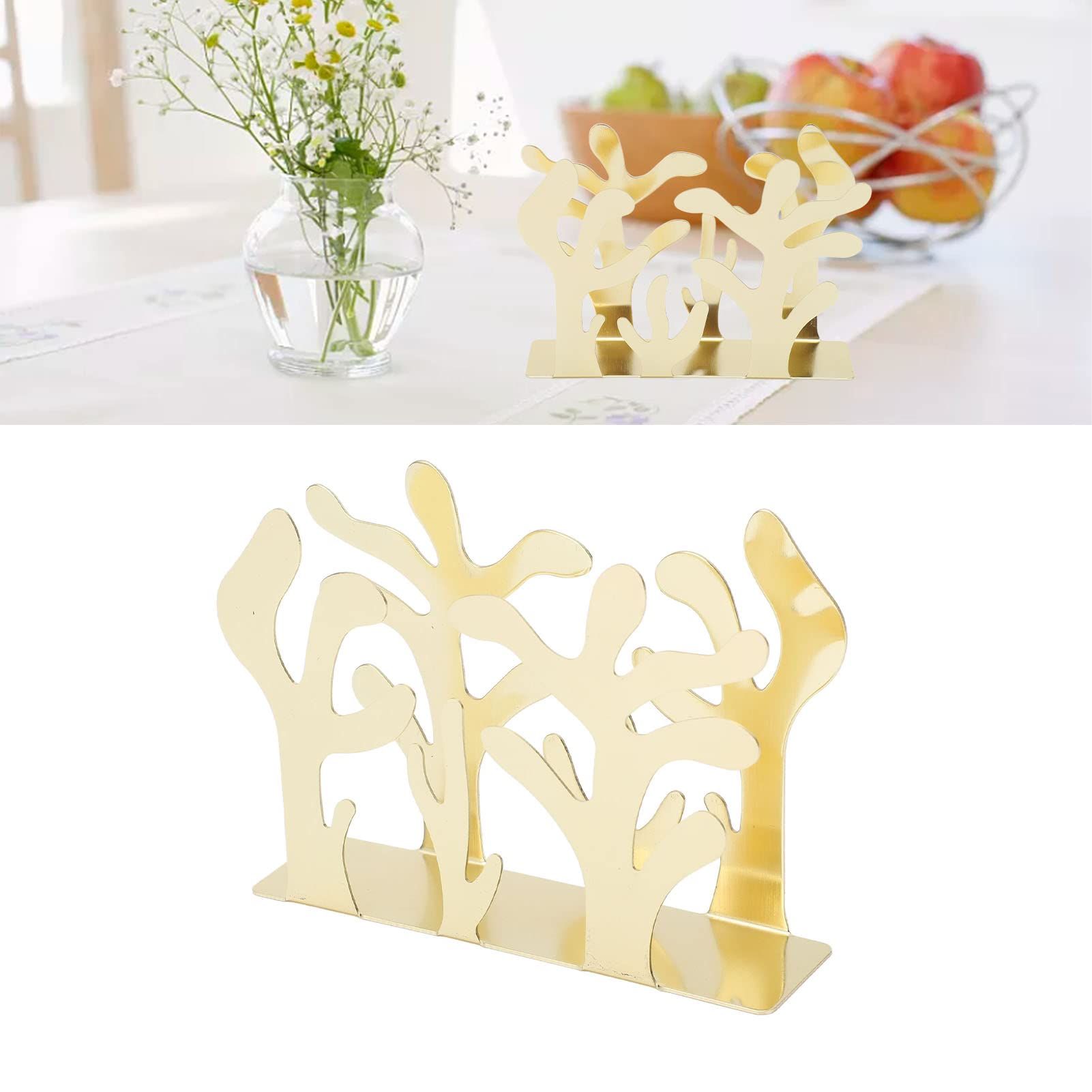Napkin Holder, Seaweed Shape Paper Towel Holder Tabletop Ornament Napkin Dispenser for Coffee House Restaurant Decorative(gold) — image 4
