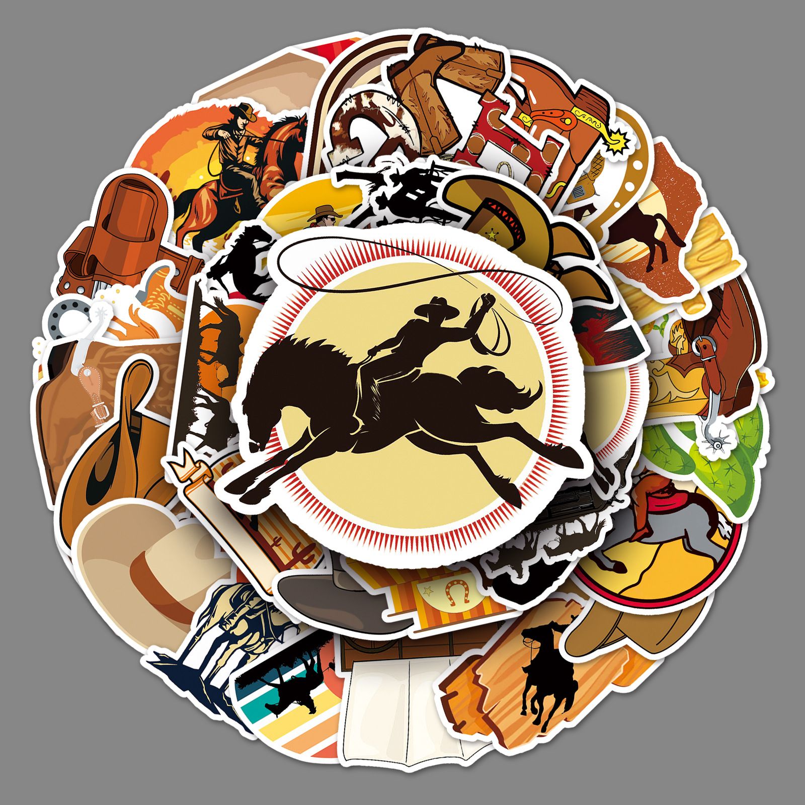 Cowboy Stickers Country Western Stickers Pack 50pcs-Suitable for Laptop Travel Case Notebook Phone Car Scrapbook Water Bottle