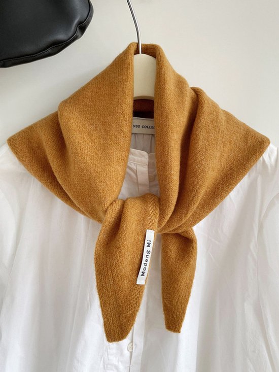 Triangular Knitted Scarf - Soft Acrylic Fabric - As a Scarf, Shawl or Blanket - In Solid Colors - Orange