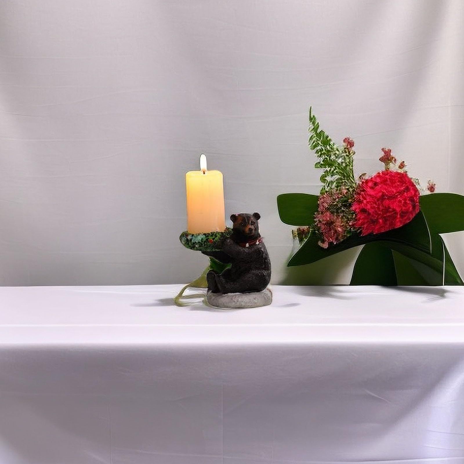 Black Bear Candle Holder, Bear Wishing Candle Holder Statue Candle Holder Bear Cartoon Bear Tea Light Candle Holder — image 4