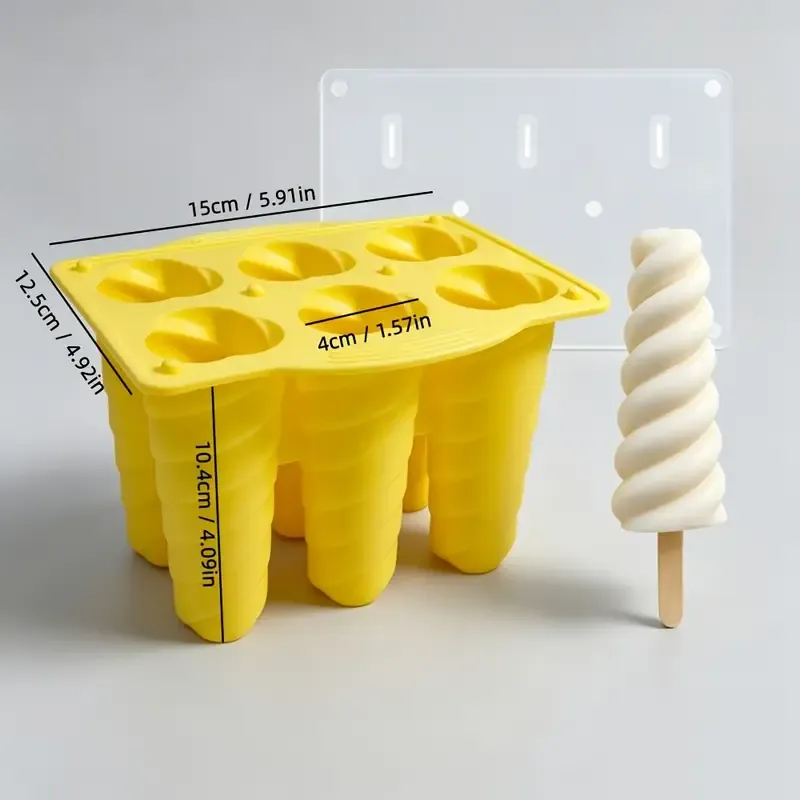 ✨ 6-Cavity Spiral Ice Block Mould | Food-Grade Silicone + Dust Covers | Easy Release, Freezer Safe, Perfect for Yogurt Pops & Summer DIY!/GREEN — image 4