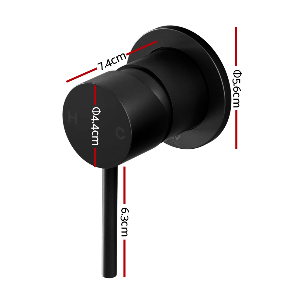 Cefito Basin Mixer Wall Tap Round Brass Faucet Shower Bathtub Black — image 2