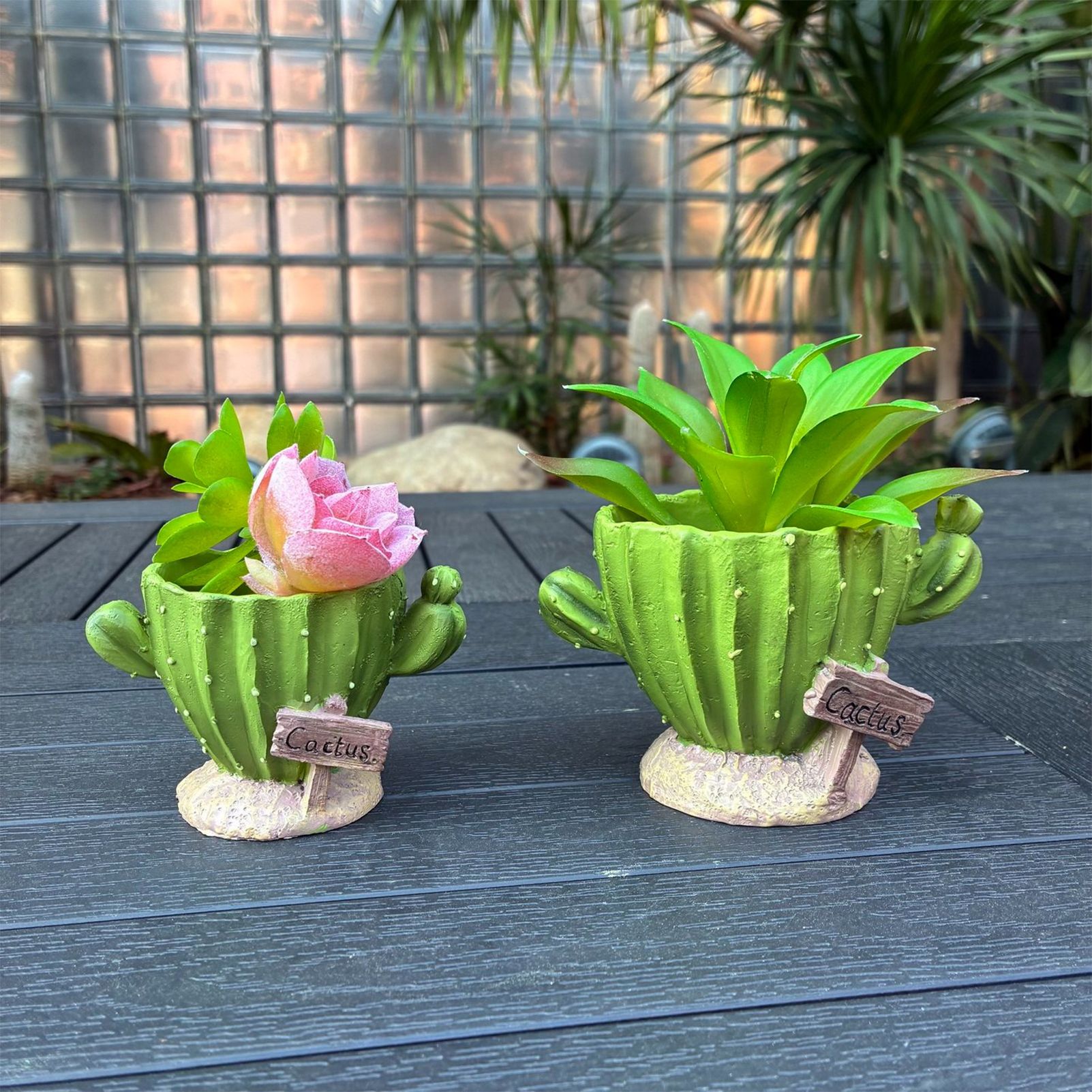 Cactu-Shaped Resin Planter - Mini Multi-Opening Flower Pot for Desktop, Garden, Office Decor, Unique Gift for Plant Lovers (Cactu) — image 5