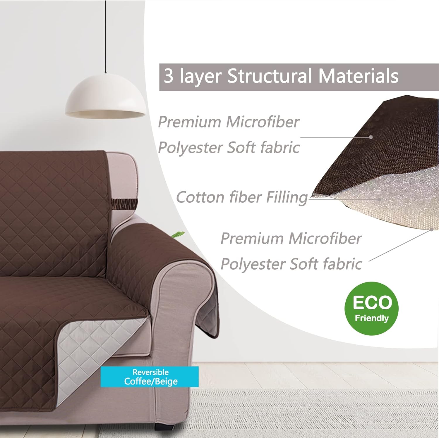 UNICE Home Sofa Cover Bundle Loveseat Cover Chair Cover (Sofa+Loveseat+Chair, Coffee) — image 6