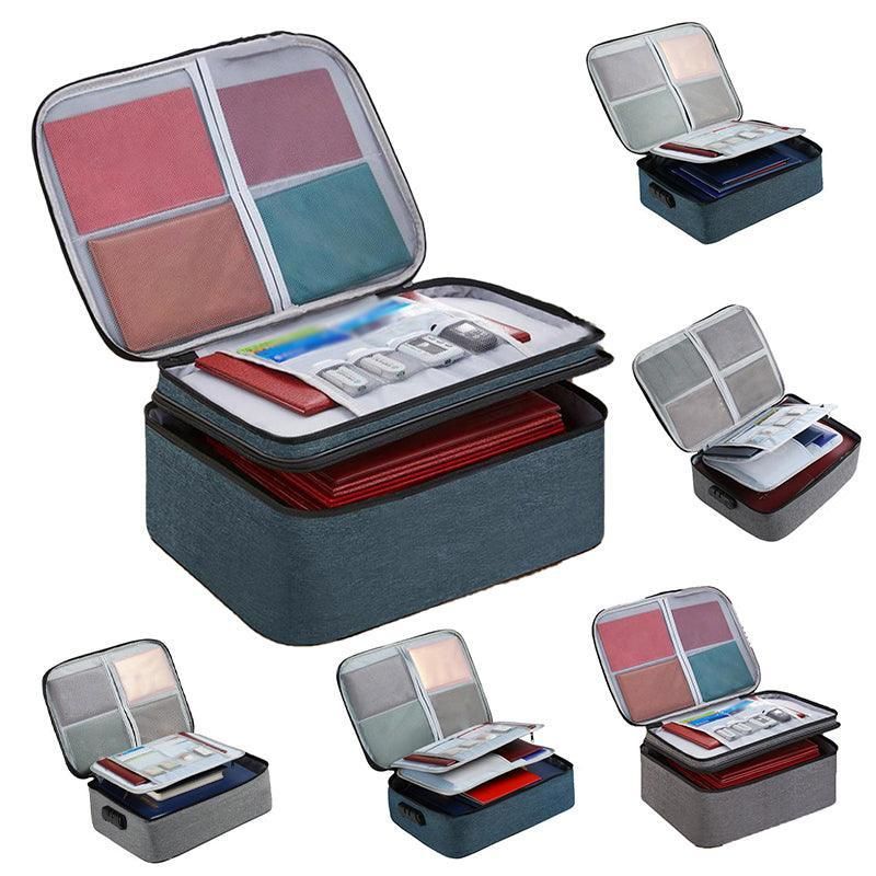 Large Capacity Multi-Layer Document Ticket Storage Bag Certificate File Organize 3 Layers With Lock - Grey 3 Layers With Lock-D1 โ image 3