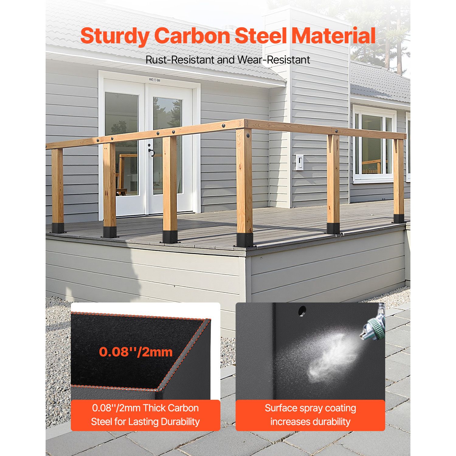 4 × 4 Post Base 4 Pcs, Inner Size 3.6 × 3.6 inch / 92 × 92 mm Post Brackets, Heavy Duty Carbon Steel Decking Posts, Wood Posts Brackets for Pavilion Deck — image 4