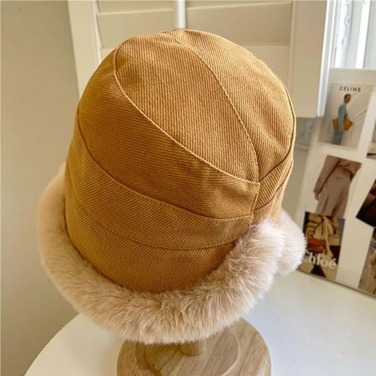 1 Women's Winter Hat - Cold Weather Extreme warmth and wind protection - Fleece-lined interior - Wide brim design - Thick insulated material for snow-beige — image 3