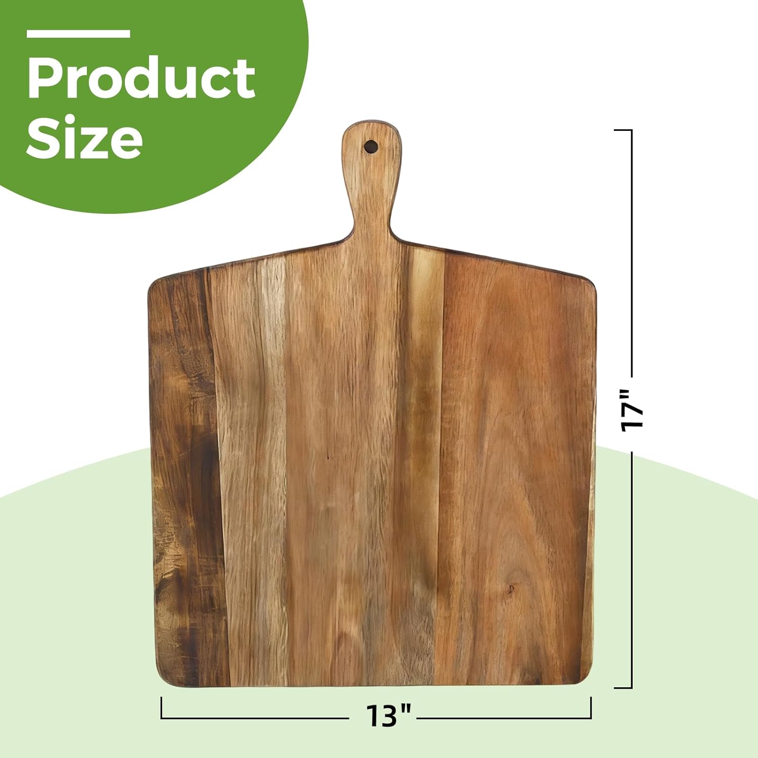 Acacia Wood Cutting Board with Handle, Wooden Chopping Board for Meat, Cheese, Bread & Vegetables, Decorative Charcuterie Serving Board for Kitchen Cooking — image 3