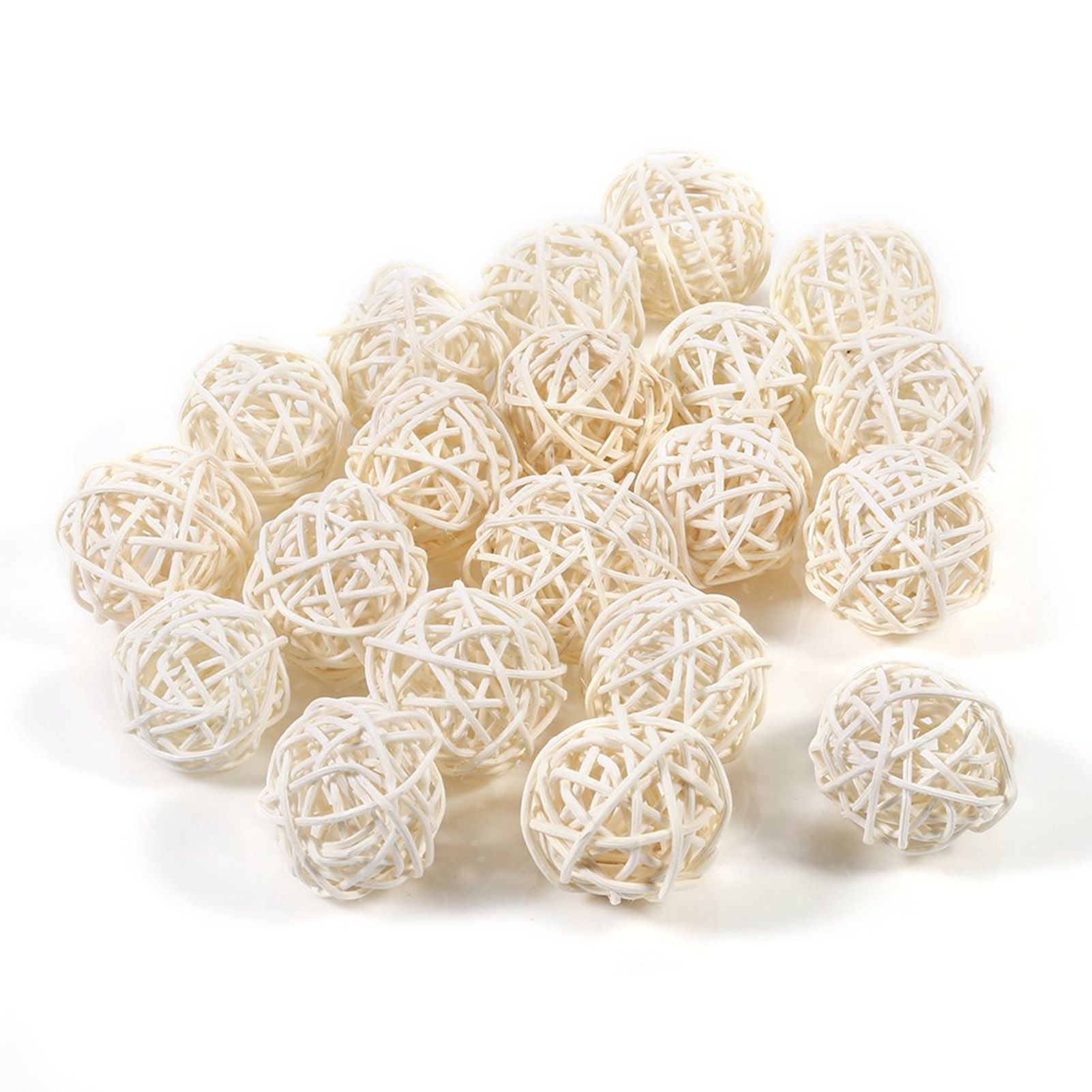 20Pcs Decorative Rattan Balls Ornaments Wedding Christmas Birthday Party Decorations (White)