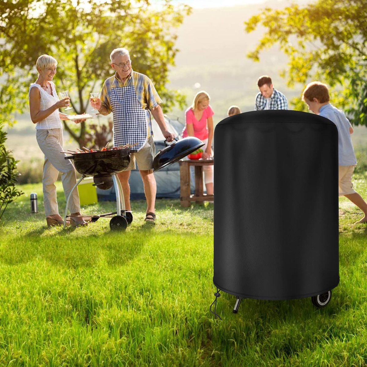 BBQ Cover - Barbecue Protective Cover - 70 × 70 cm - Round BBQ Cover - Waterproof - Universal Barbecue Cover - Outdoor Grill Cover - Round Barbecue — image 3