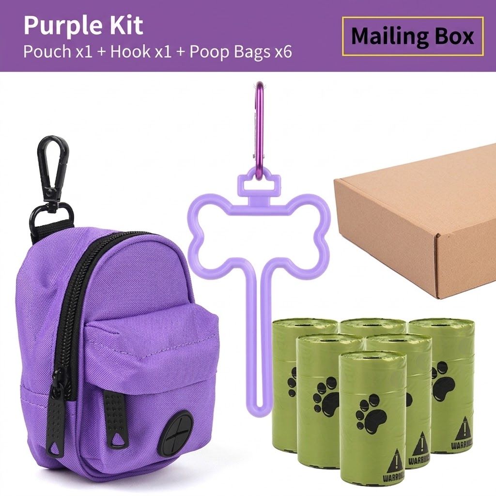 Carry Your Pup’s Mess in Style with a Durable Oxford Fabric Poop Bag Dispenser Set, Featuring a Bone-Shaped Hook, Carabiner Clip, and Six Refill Rolls of