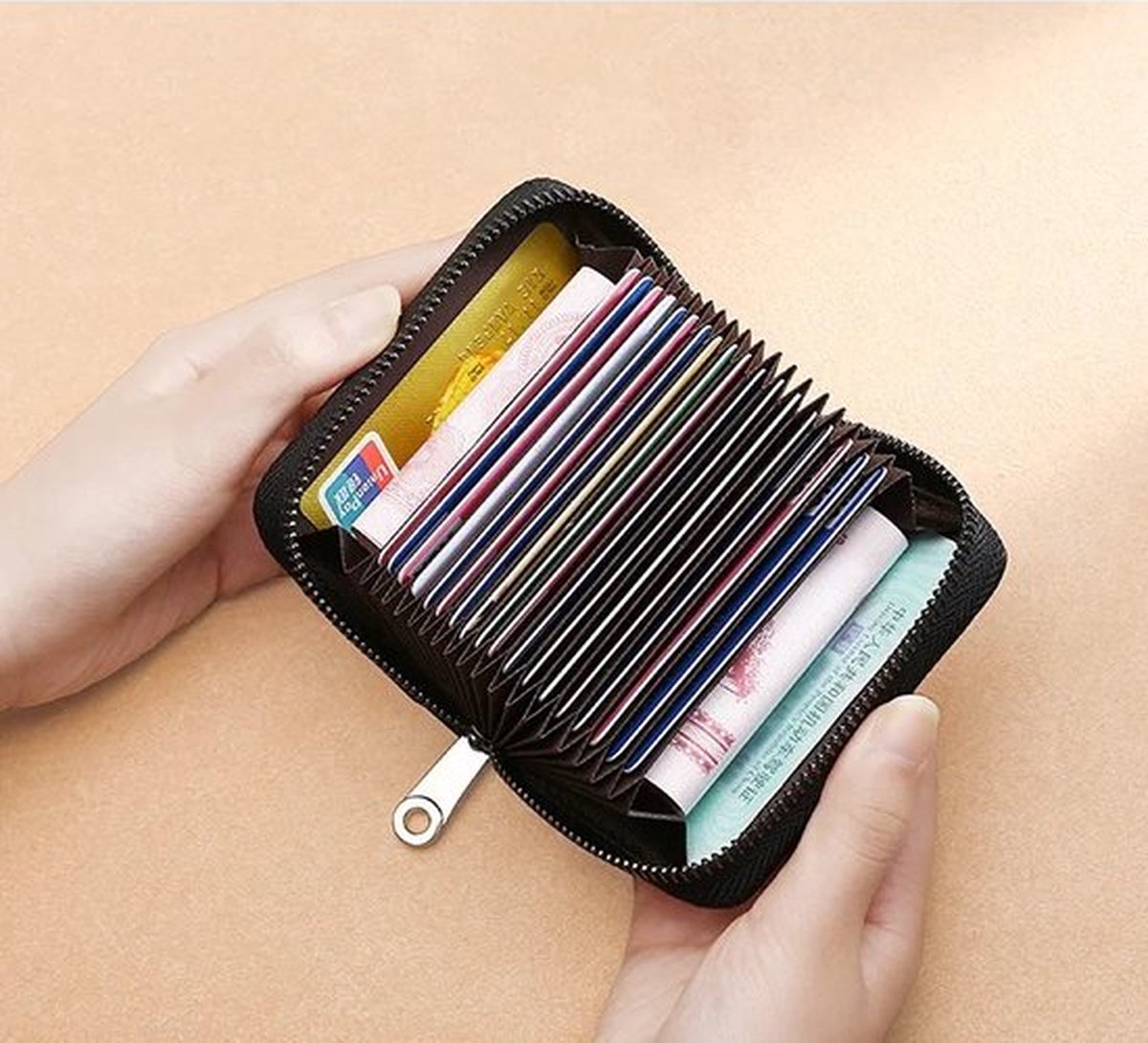 Card Holder with Anti-RFID | Credit Card Holder | With Cash Compartment | Card Holder - Wallet | PU Leather | Wallet | Nude — image 4
