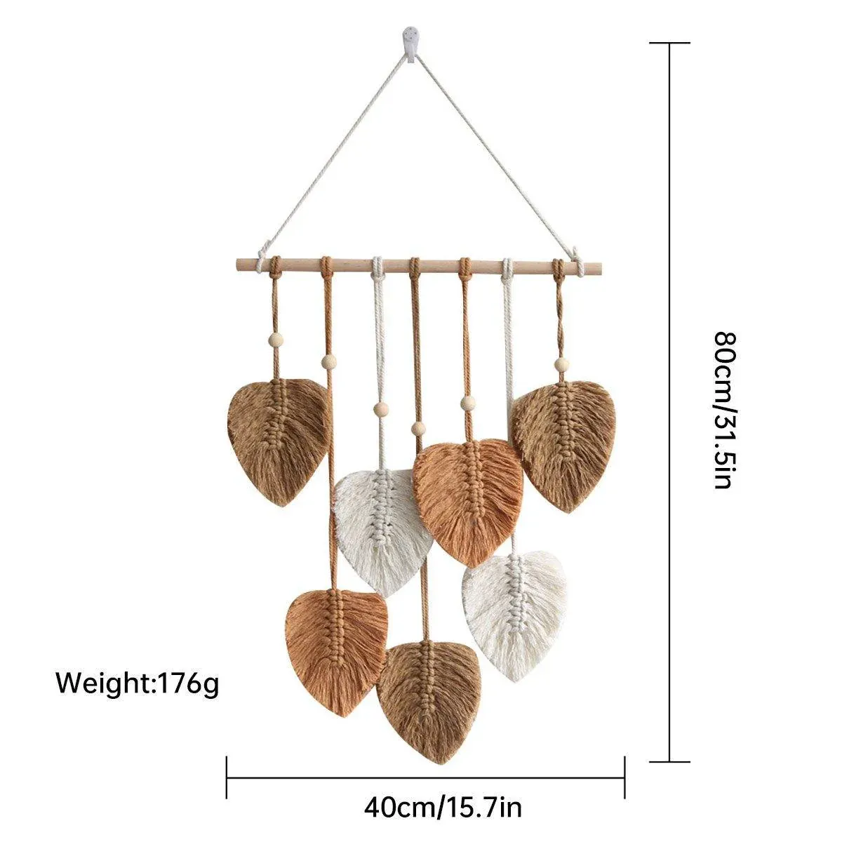 Handmade Braided Cotton Rope Leaves Wall Hanging Home Decoration Ornament - Pink — image 5