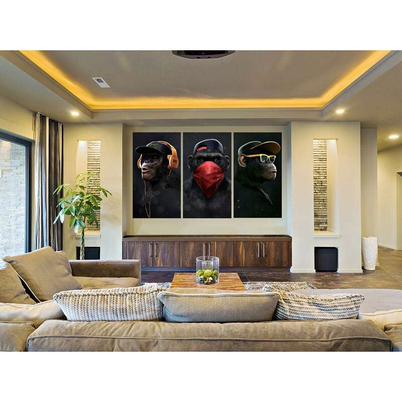 Wise Monkeys Wall Art on Canvas - Modern Home Decor - 30 × 50 cm, 3 Pieces — image 2