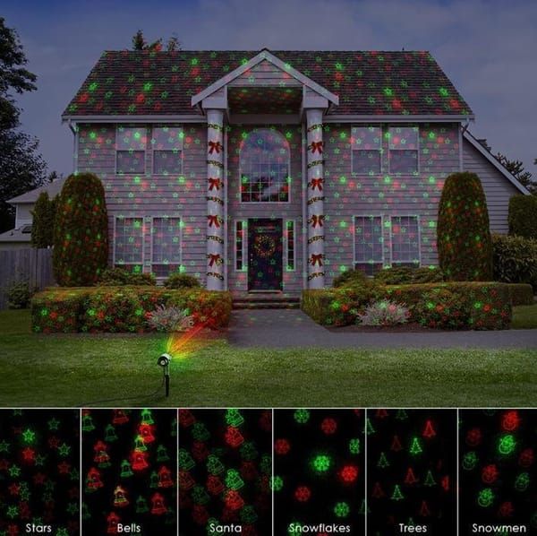 Christmas Laser Projector Lights with Remote Control, Red & Green LED Star Laser Projection Lamp, Waterproof Outdoor Xmas Decor Light with Santa Snowflake Tree — image 5