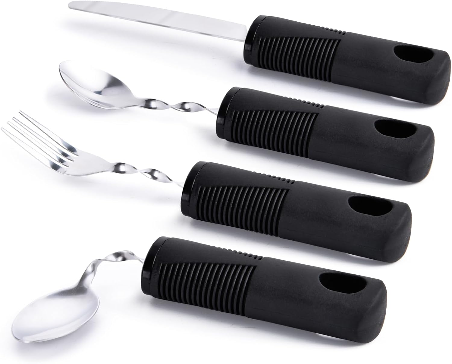 Foldable cutlery - Four-piece cutlery set - Weighted cutlery for hand tremors - Weighted silverware for Parkinson's disease patients - Arthritic hands