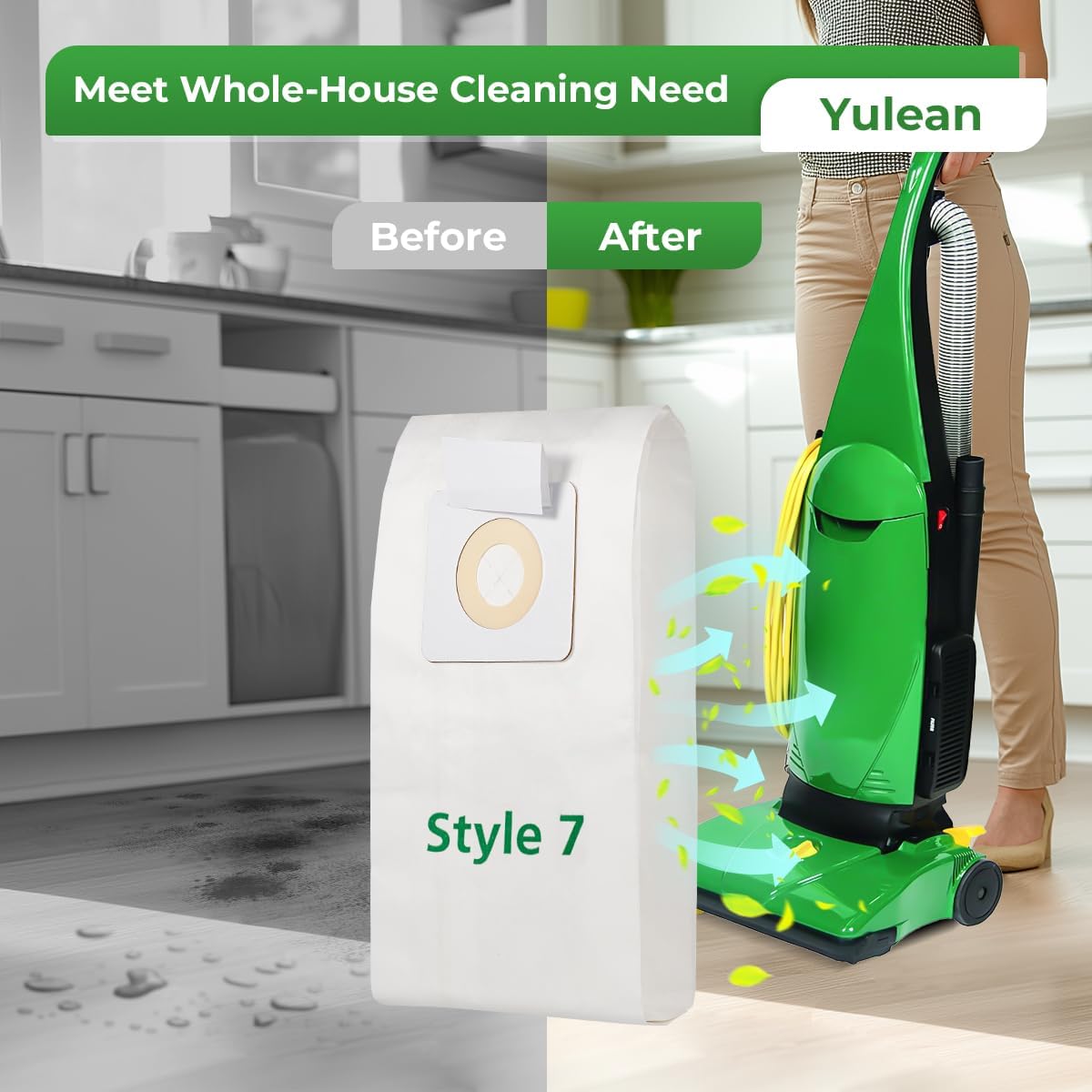 6 Pack Style 7 Vacuum Bags Compatible with Bissell Upright Vacuums: PowerForce 1739 3522 3525 71Y7, PowerGlide 3545, Plus 3350 3550 3553, Lift-Off 3554 — image 6