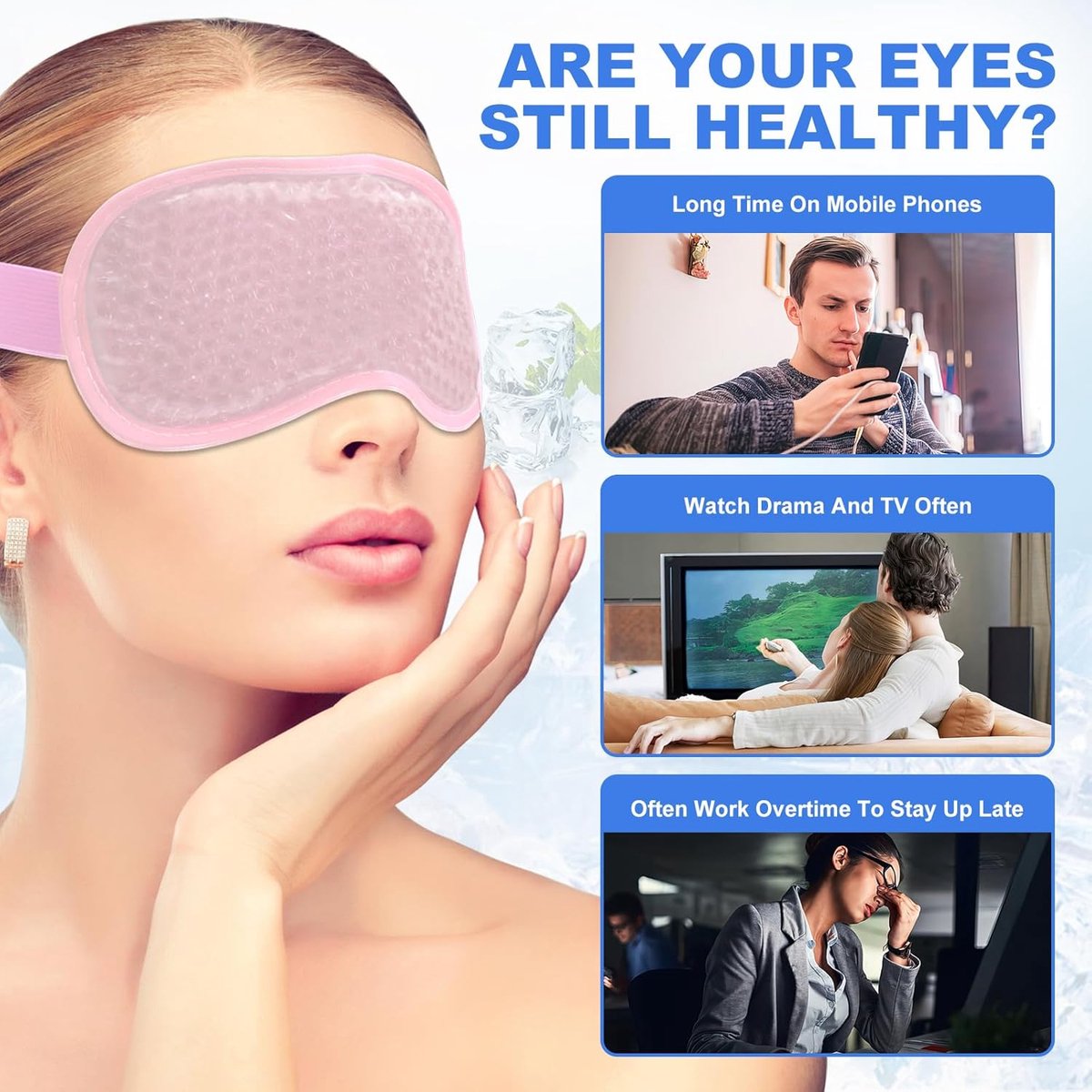 Cooling Eye Masks - Set of 2 - Sleep Eye Masks - Can be used hot or cold - Reusable hot and cold therapeutic gel beads - Relaxing - Gel - Pink - For โ image 5
